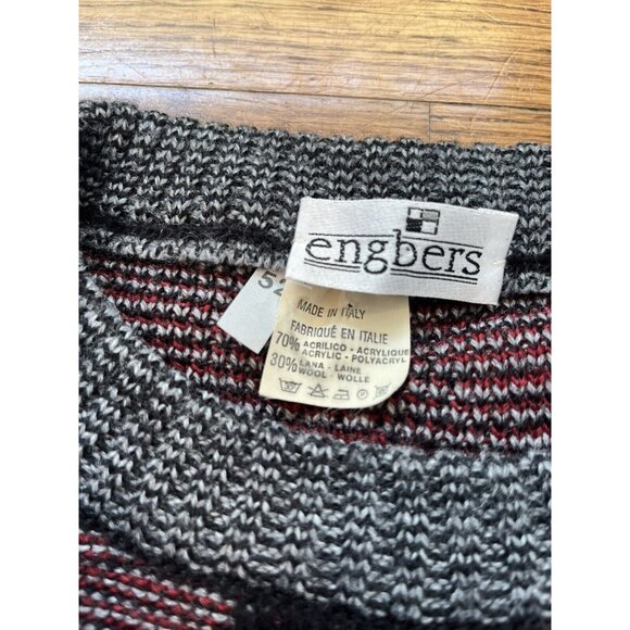 Vintage 90s Engbers Grey Sweater Pullover Size Made in Italy Size 52 30% Wool - Picture 5 of 14